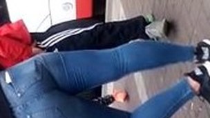 Hot horny turkish teeny in thight jeans booty