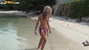 Wild adventures of a teen nice-looking girl Tiffany on the island