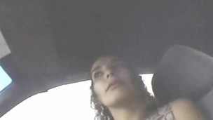 Lustful hooker with a cute smile gives a fabulous oral job in the car