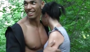 Sexy russian brunette fucked in the forest
